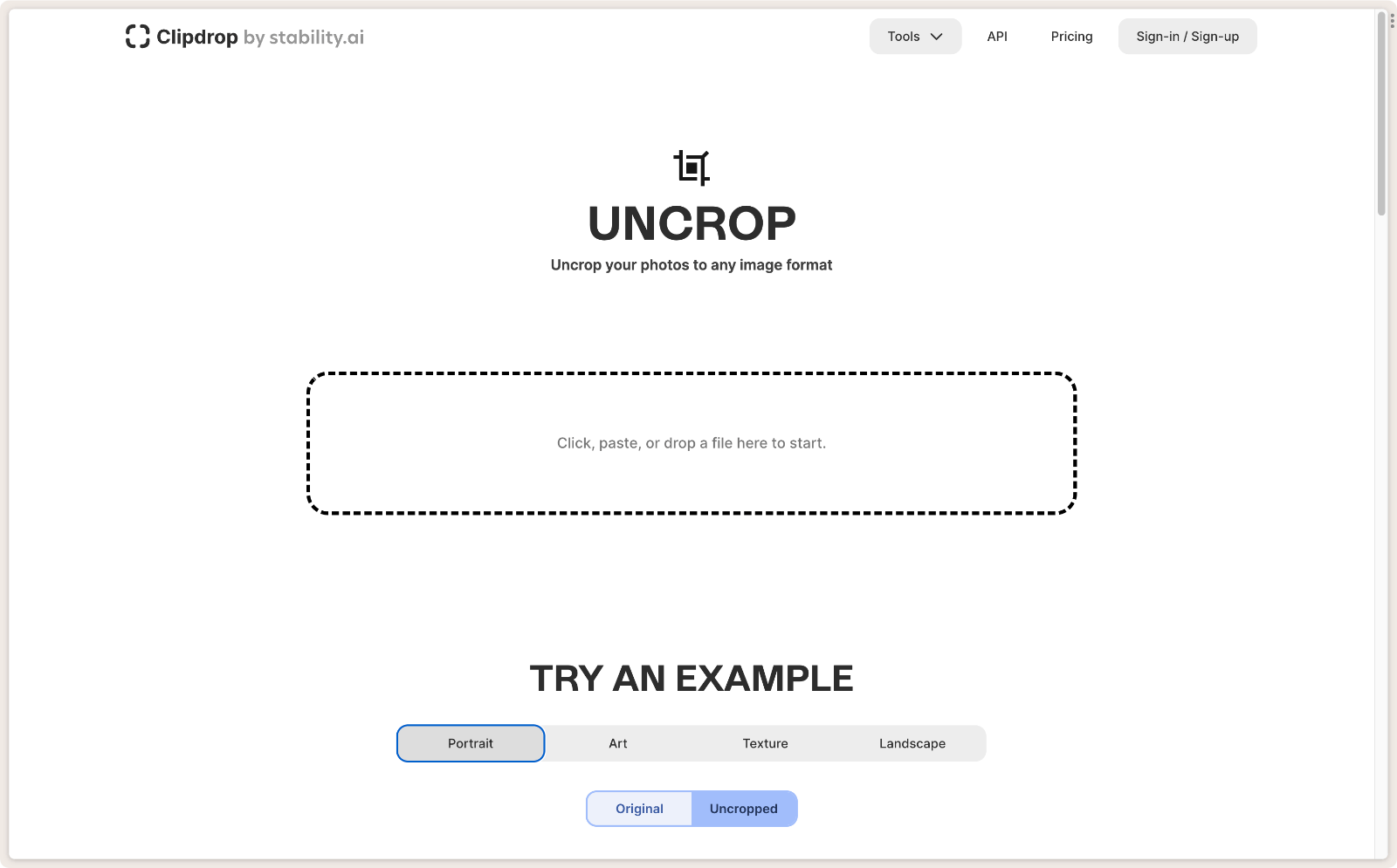 ClipDrop Uncrop 画面扩展