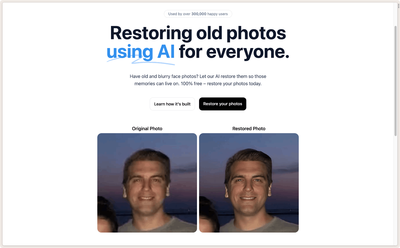 restorePhotos AI修复老旧照片
