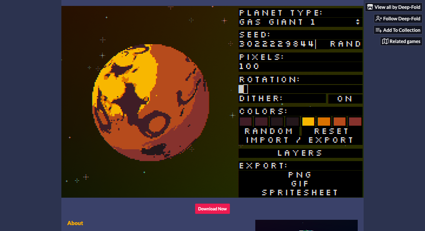 Pixel Planet Generator像素风星球生成器