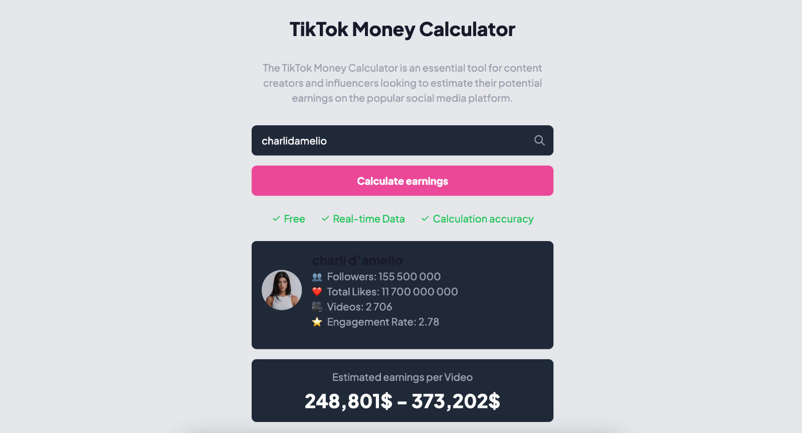 TikTok收益计算器(TikTok Money Calculator)