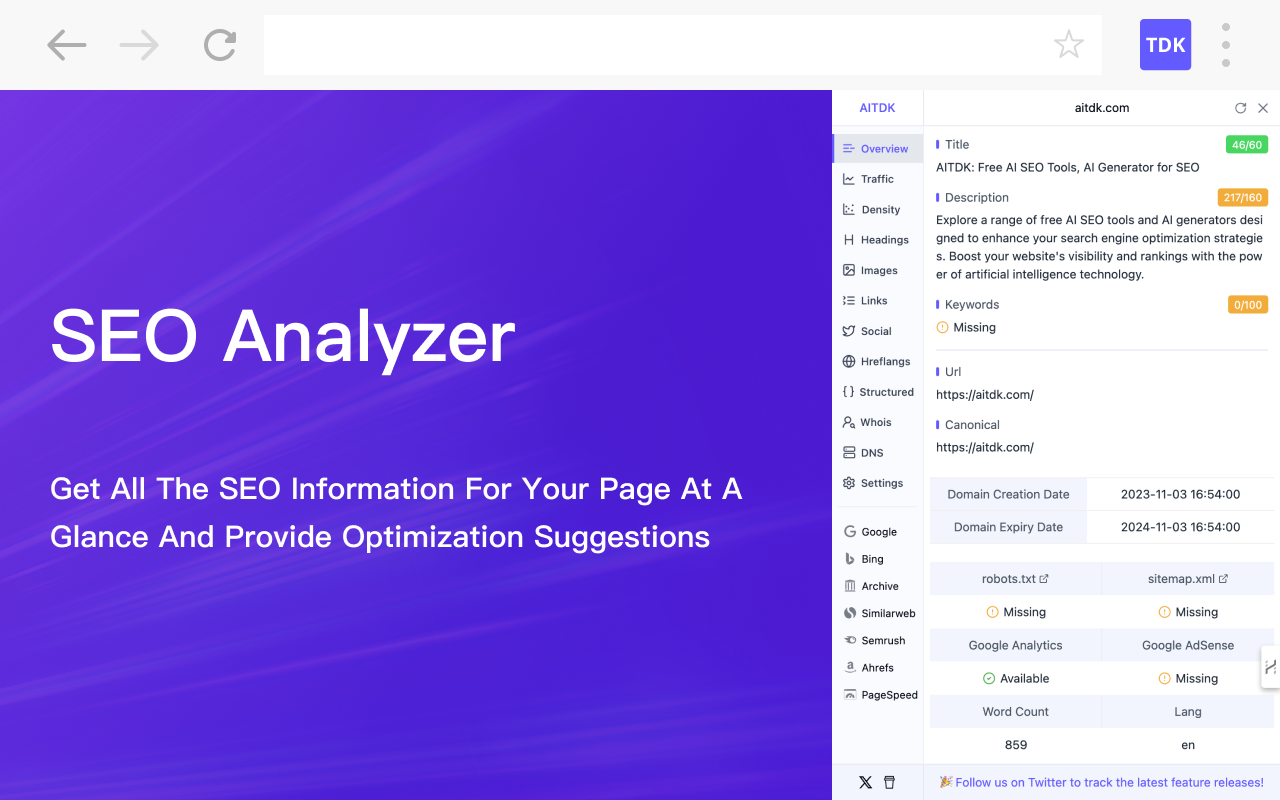 AITDK - AI SEO 浏览器插件