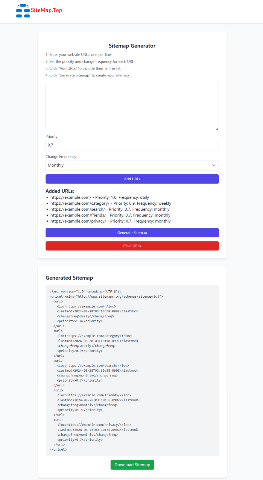 Sitemap 网站地图生成、数据分析及可视化工具