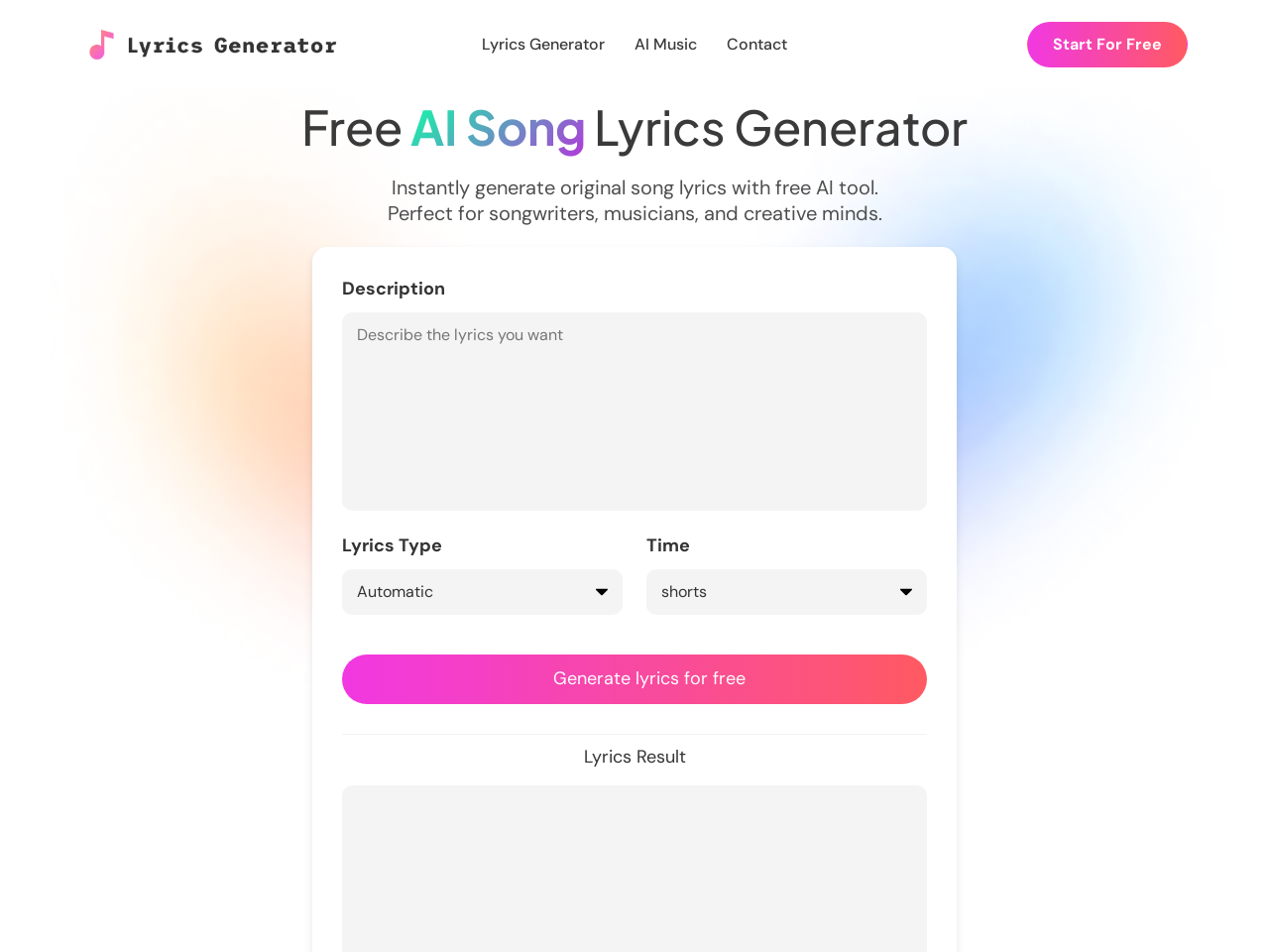 AI Lyrics Generator - AI歌词创作