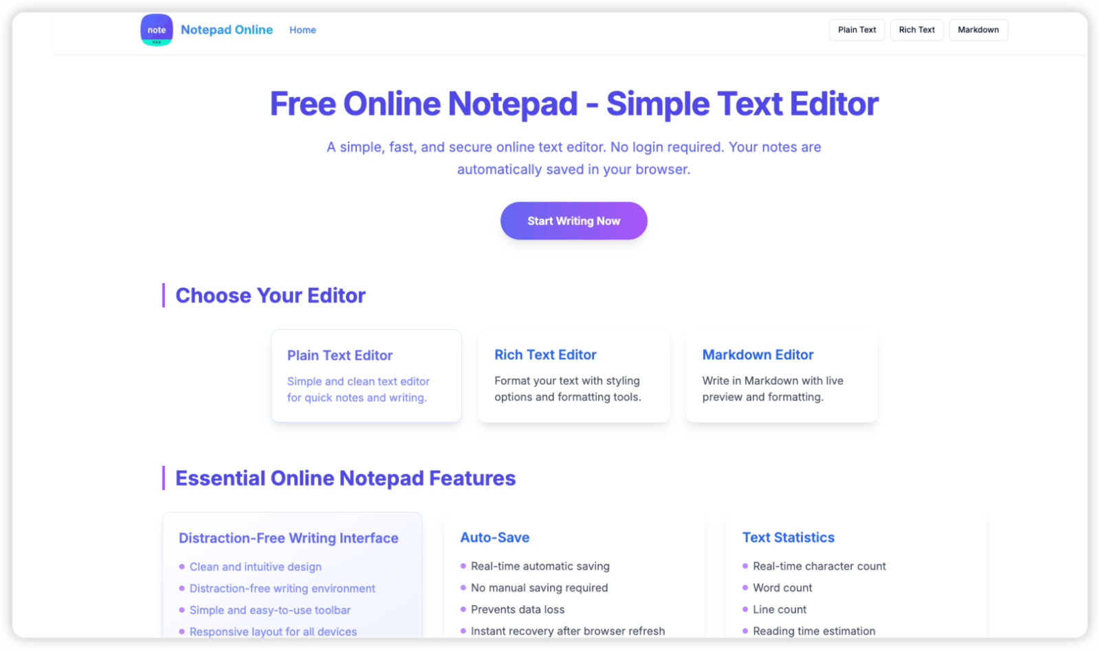 Notepad Online 在线记事本